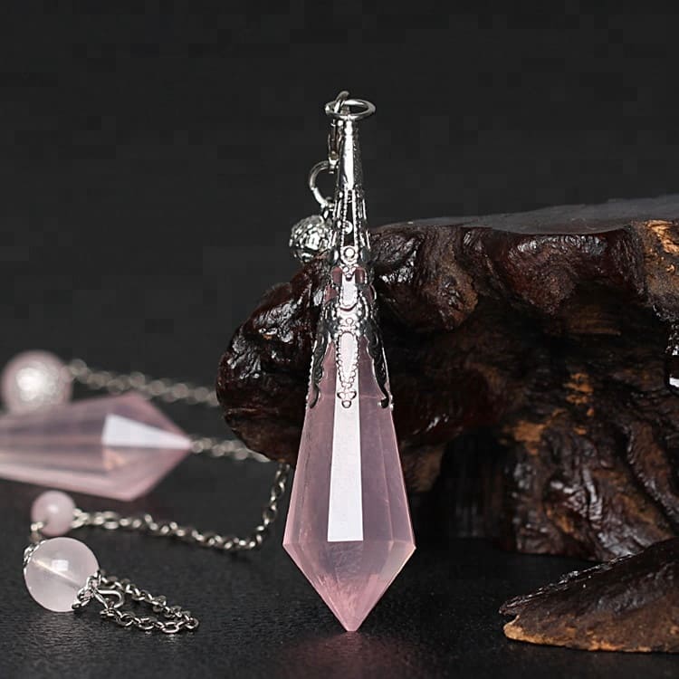 Pendule Bâton en Quartz Rose